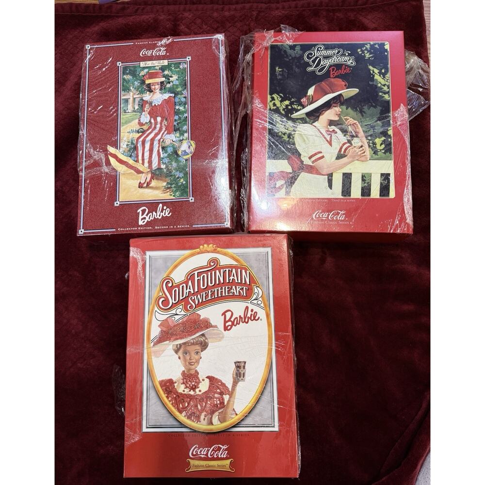 Coca‑Cola Barbie Lot NIB – Soda Fountain, After the Walk, Summer Daydreams
